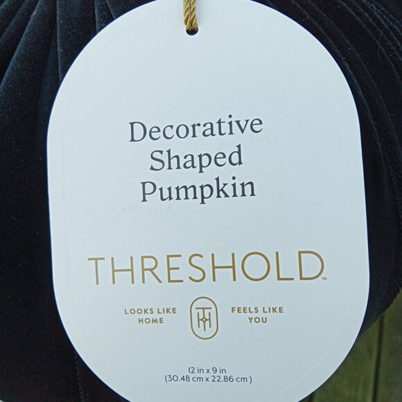 Big Fall Decor Plush Pumpkins Black White Velvet Feel Stem - Picture 3 of 8